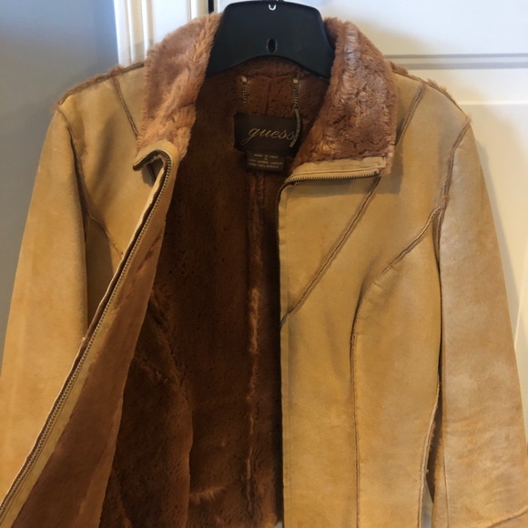 Guess Brown/Tan Leather Jacket Size Small - Picture 7 of 9